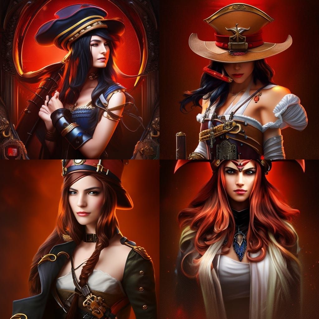 Steampunk Female Pirate Captain Portrait in 8K