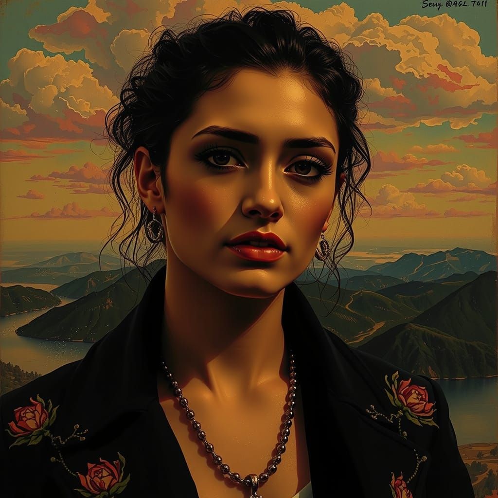 Dreamlike Amoeboid Landscape Painting in Pink, Blue, and Whi...