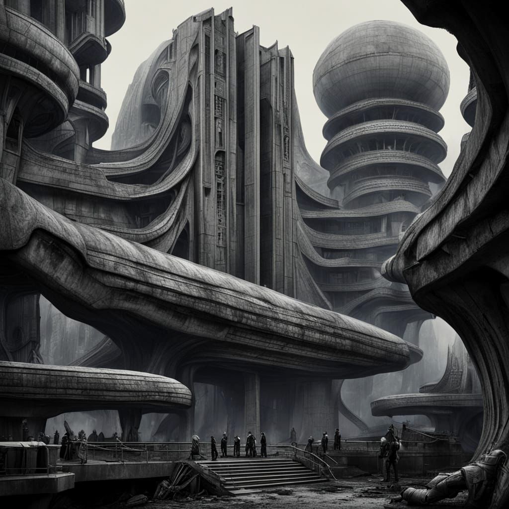 Monolithic Brutalism: Eerie Alien Landscape