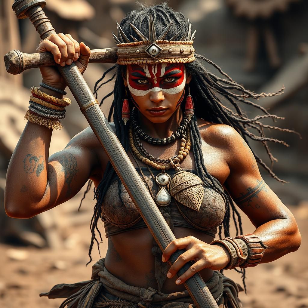 Tribal Warrior Woman Prepares for Revenge