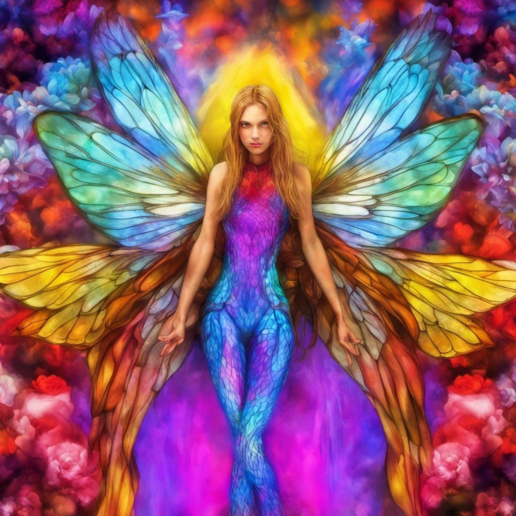Psychedelic Flower Fairies in Hyperrealistic Style