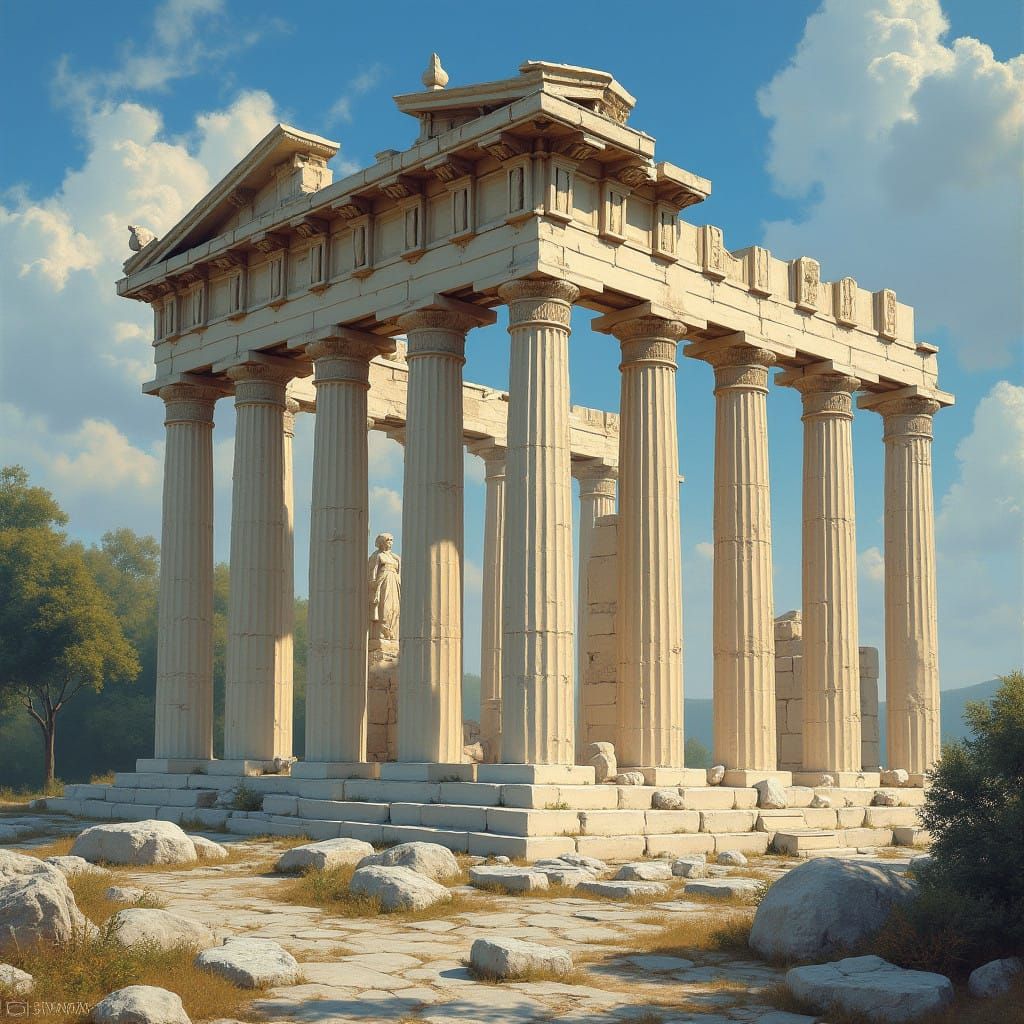 Classical Greek Temple in Victorian-Era Neoclassicism Style
