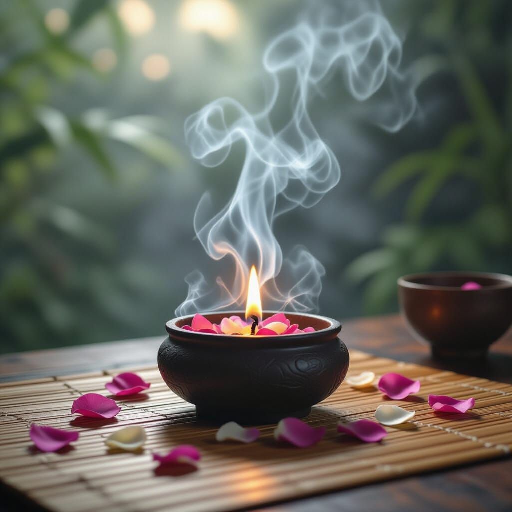 Mystical Incense Burner with Flower Petals