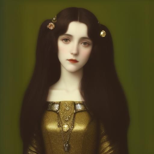 Vampire Portrait in Art Nouveau Style of Gustav Klimt