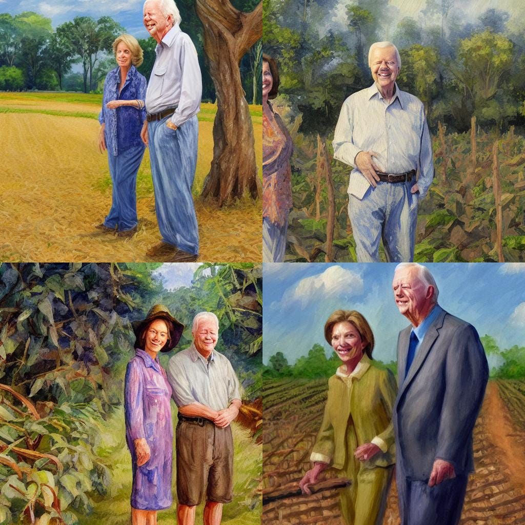 The Carter's (President Jimmy Carter and wife) on their peanut farm. Very realistic and detailed