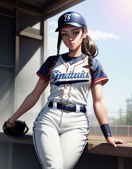 Anime-Style Baseball Girl with Ponytail