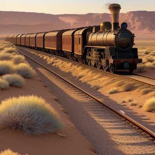 Steam Trains in the Desert Landscape