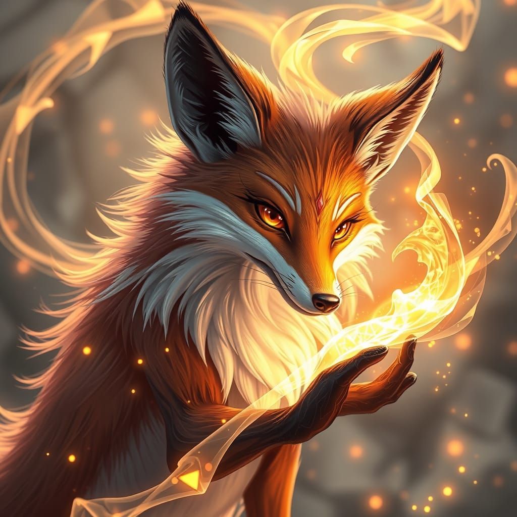 Detailed 3D Anime Magic Fox Concept Art