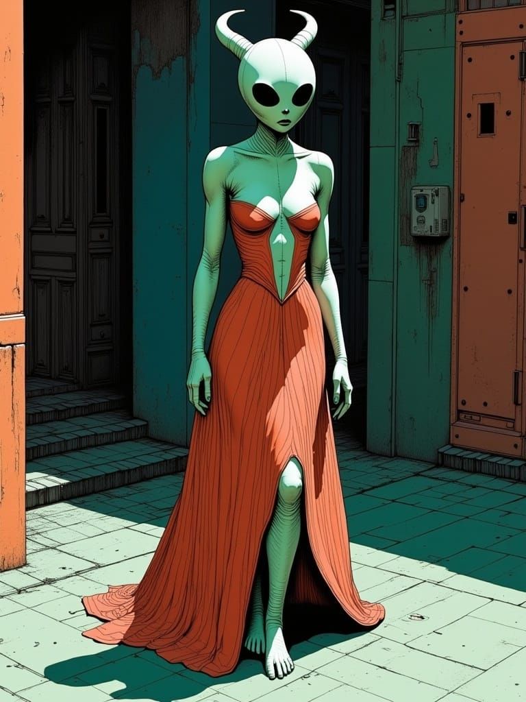 Ghost Demon Portrait in Moebius Style