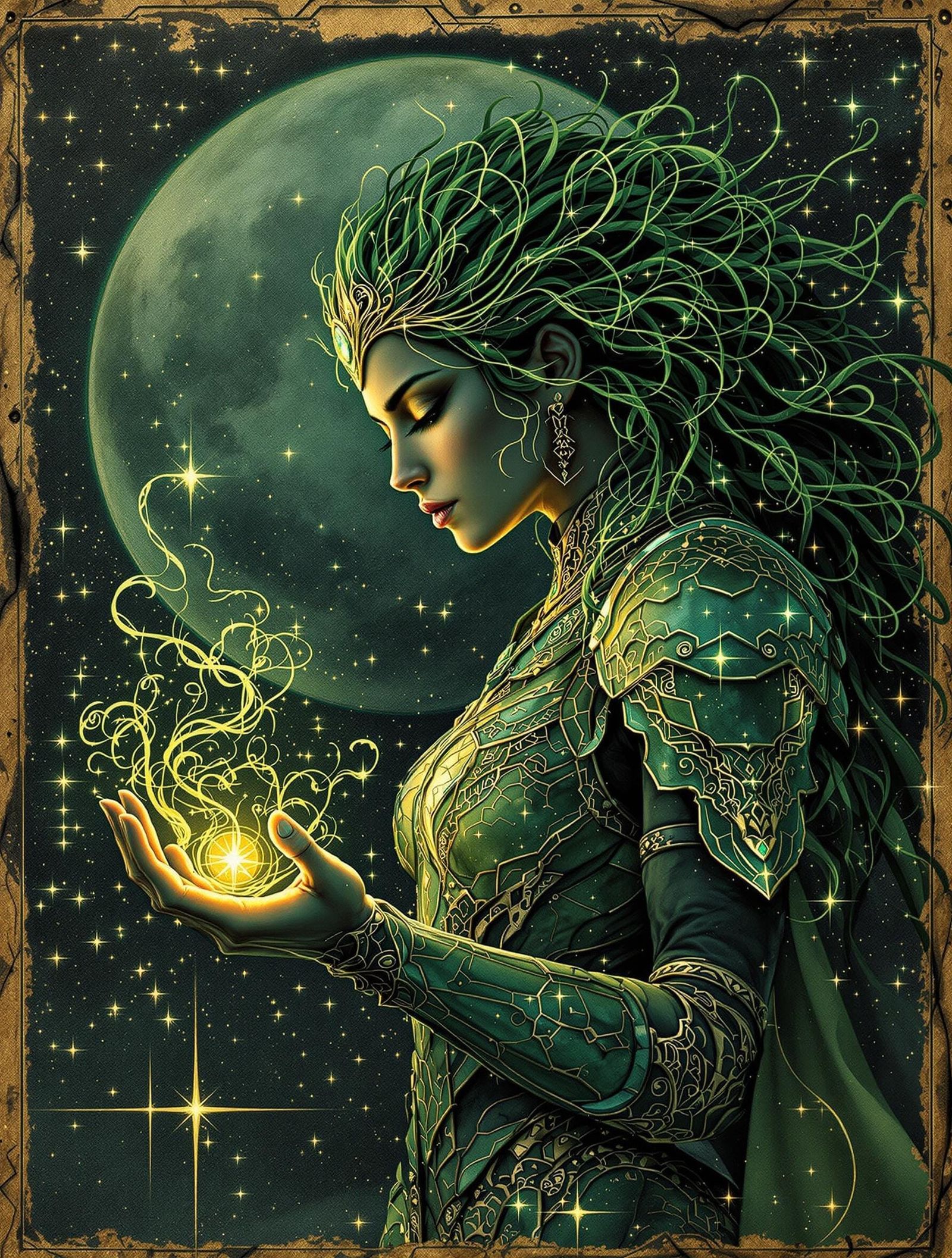 Ancient Amazigh Guardian Embodied in Verdant Starfire