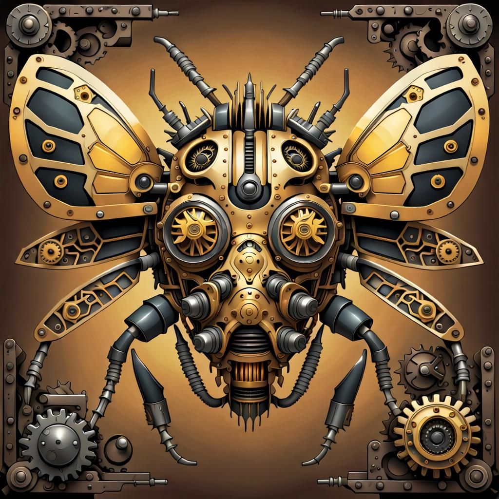 Steampunk Aztec Mechanical Bug in Vector Art