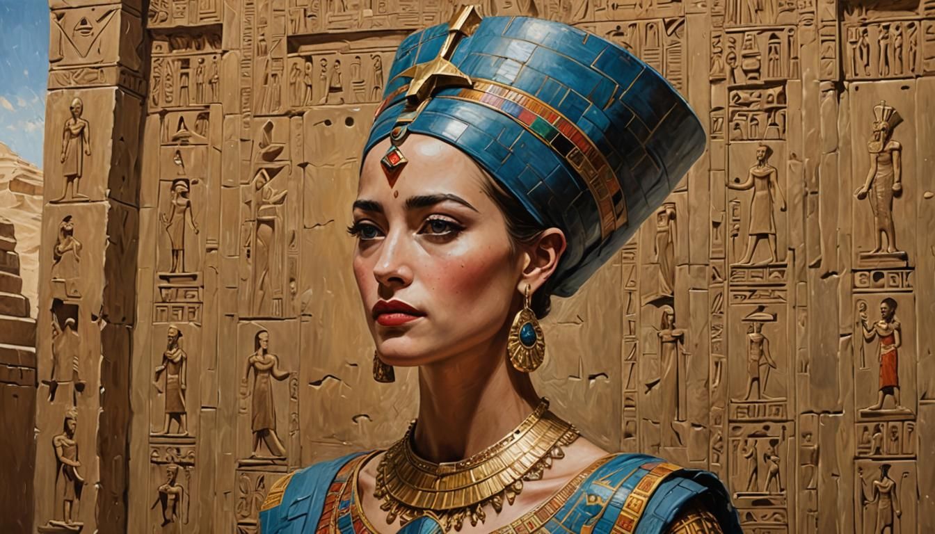 Dakota Johnson as Nefertiti: Oil Painting