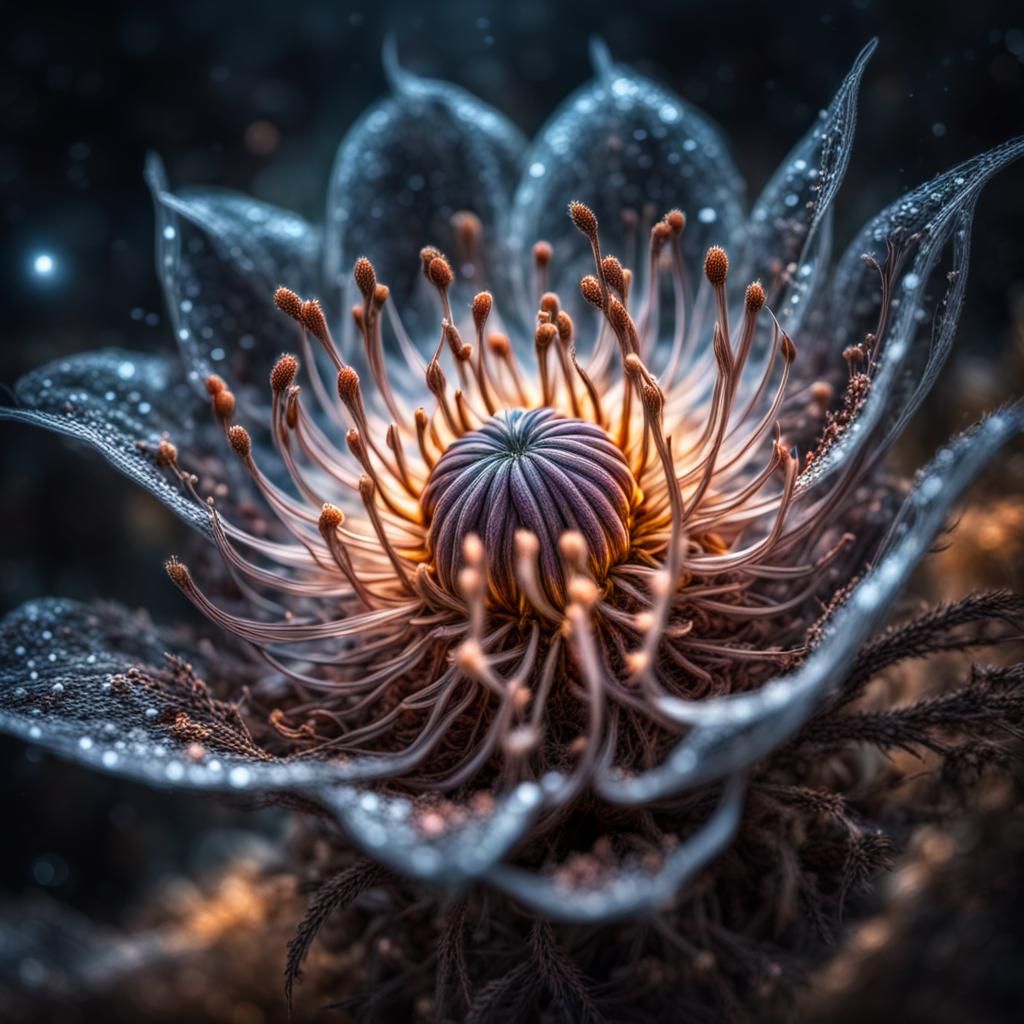 Cosmic Fantasy Seed Bloom in Hyperrealistic Style