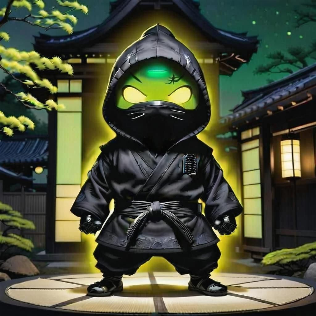 Cartoon Ninja in Indiana at Night