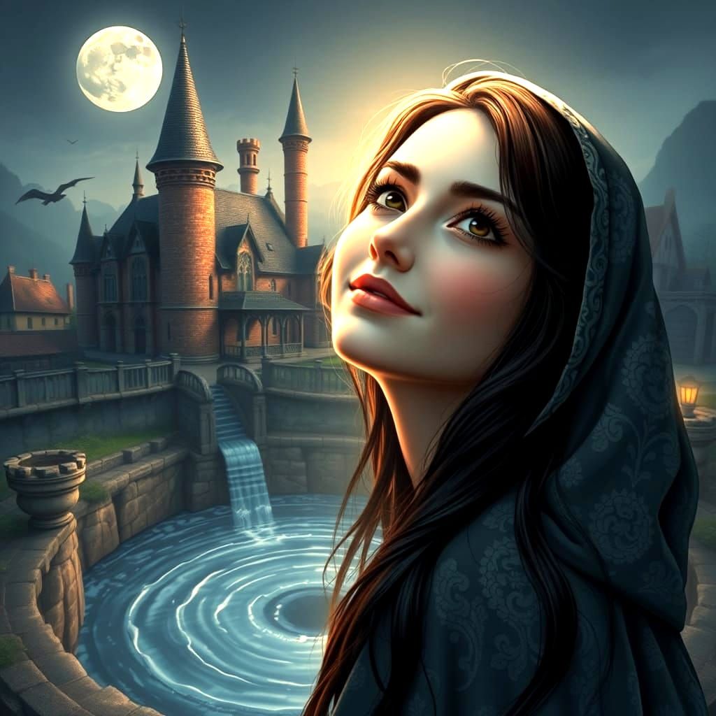 Moonlit Woman: Detailed Fantasy Matte Painting