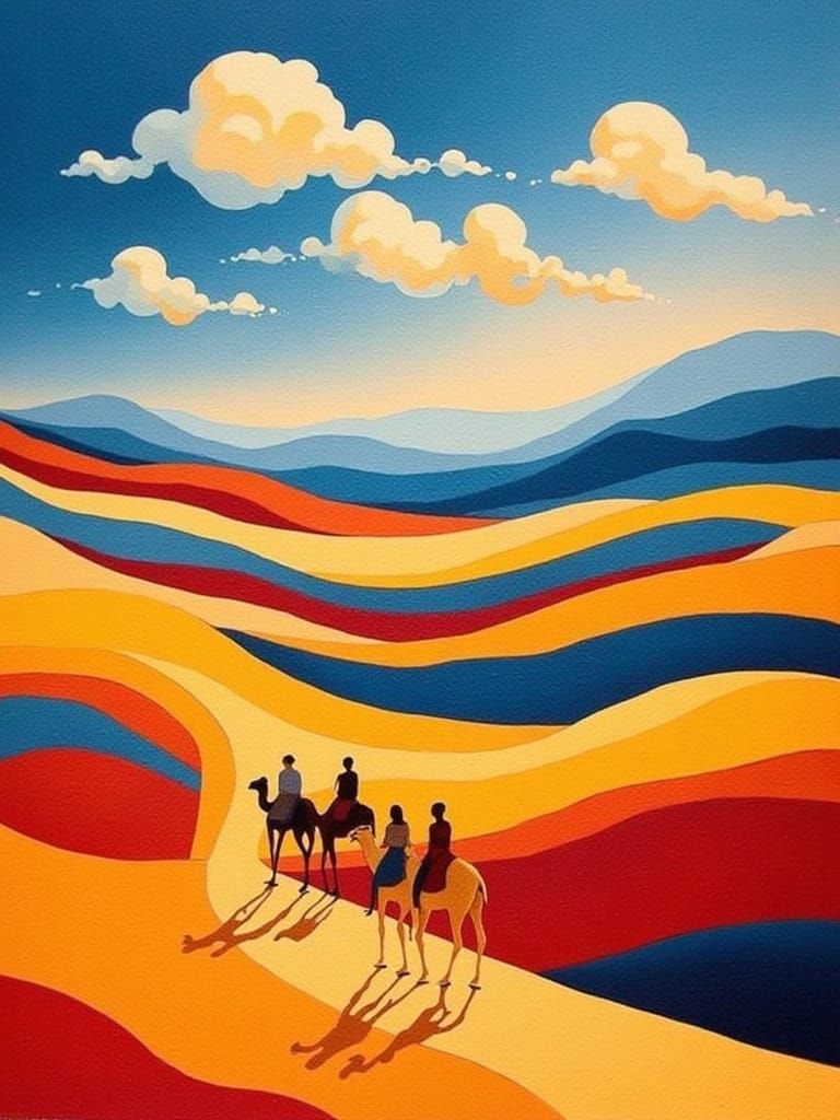 Surreal Desert Oasis in Vibrant Hues