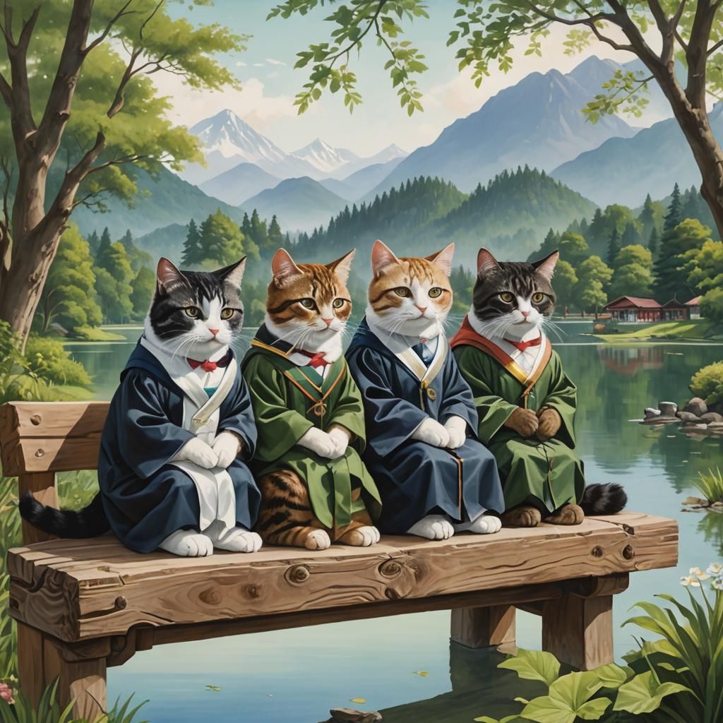 Cats in Academic Gowns: Hyperrealistic Concept Art