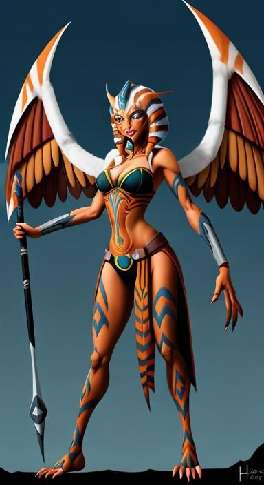 Ahsoka as a Harpy Monster Girl