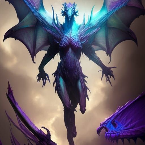 Hyperdetailed Dragon in Dark Fantasy Style