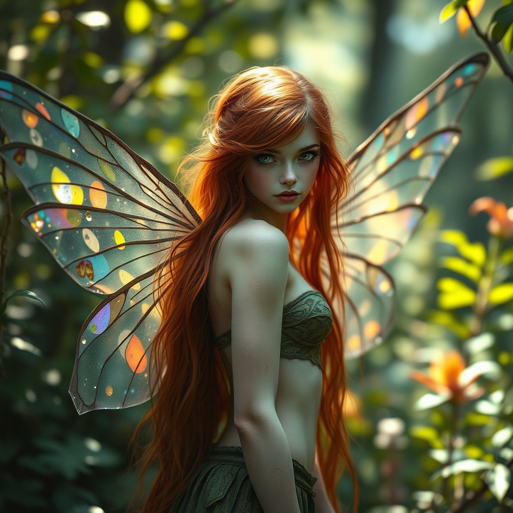 Ethereal Earth Fairy with Broken Wings, Hyperrealistic Style