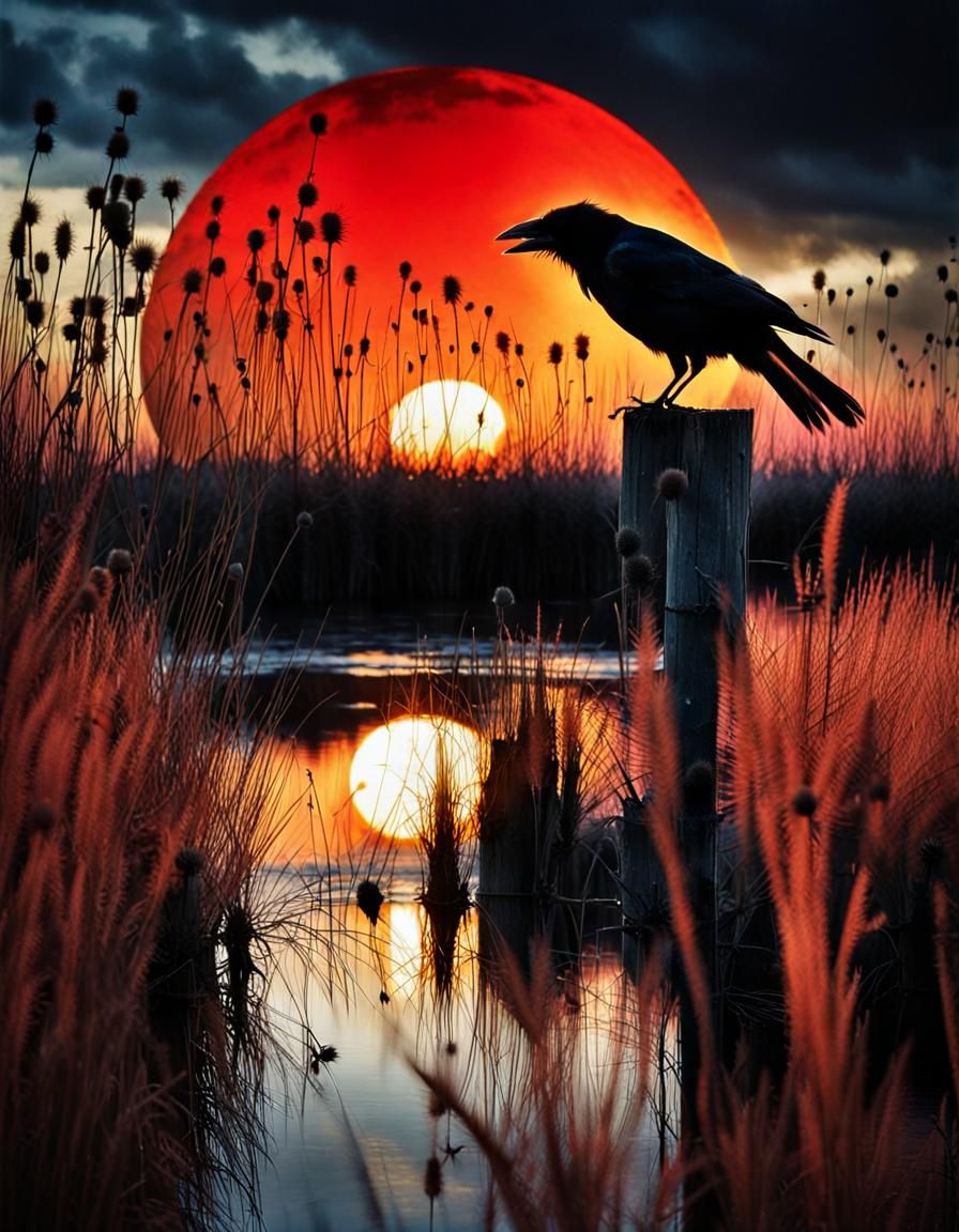 Crow Caricature in Color Print Art Style