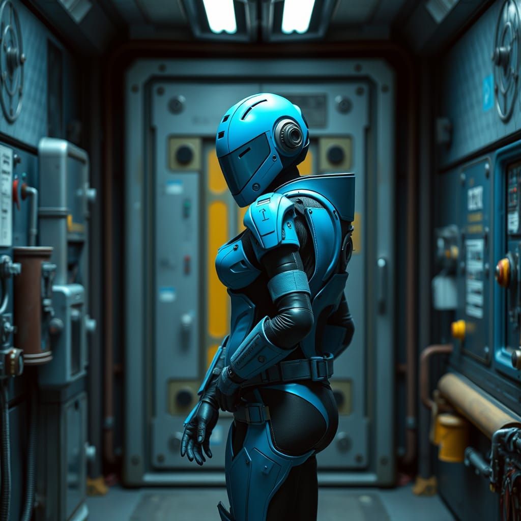 Female Vault Dweller Prepares for Wasteland Expedition in Fu...