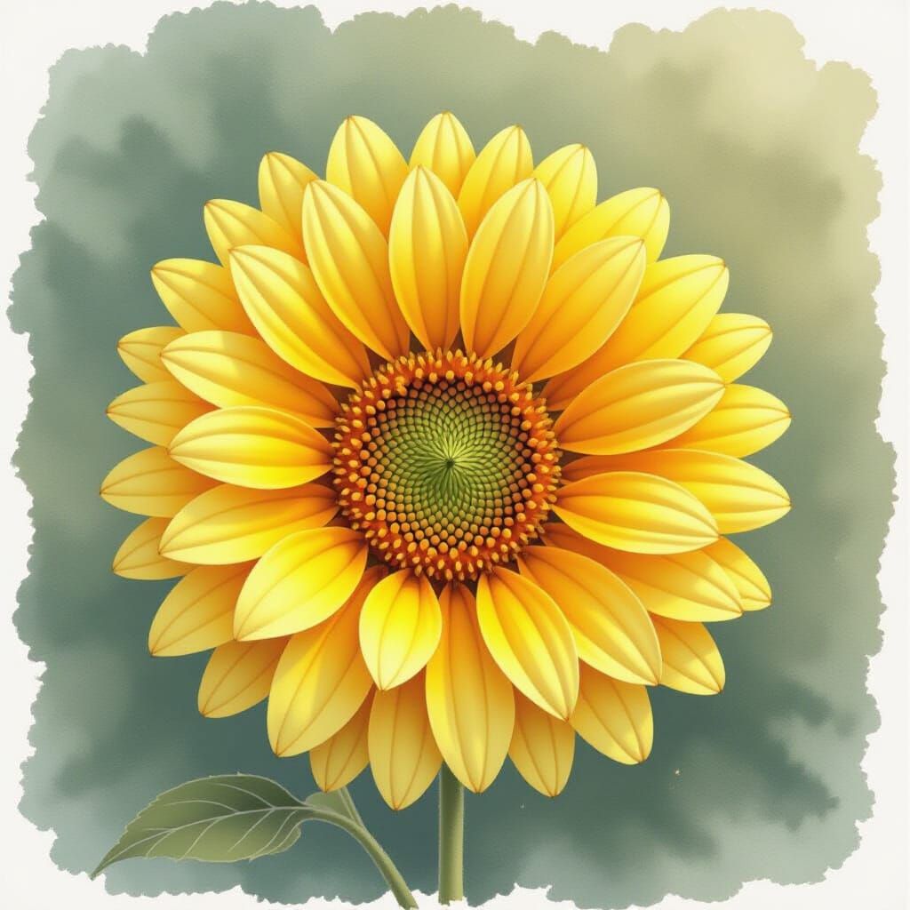 Yellow Flower in Realistic Watercolor Style