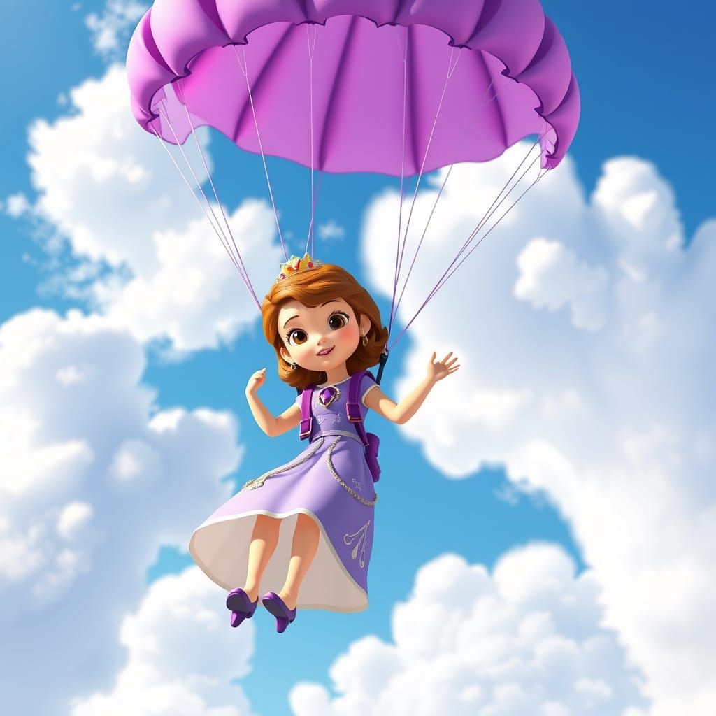 Princess Sofia's Parachute Adventure in Whimsical Style
