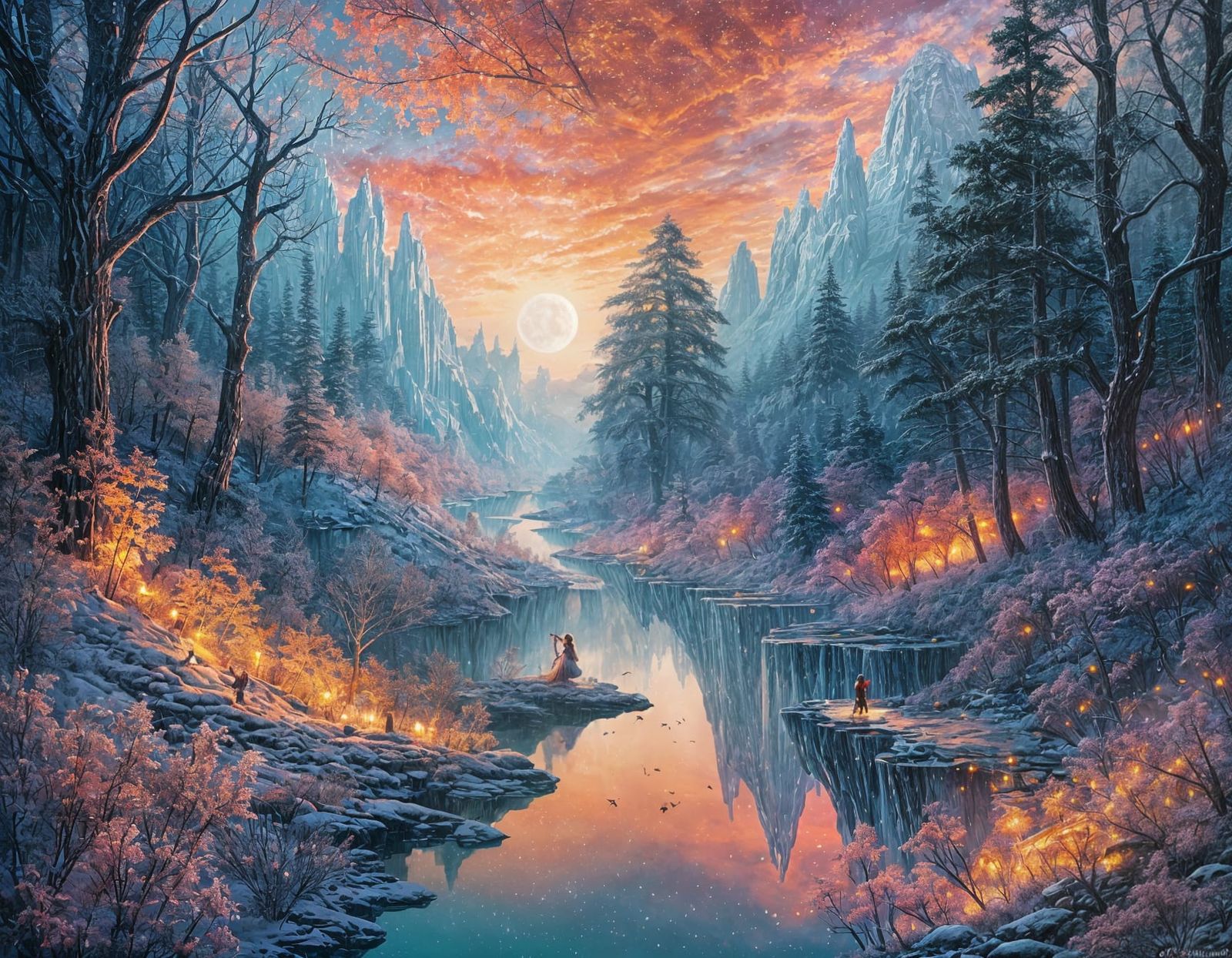 Ethereal Celestial Filigree in Hypervivid Gouache