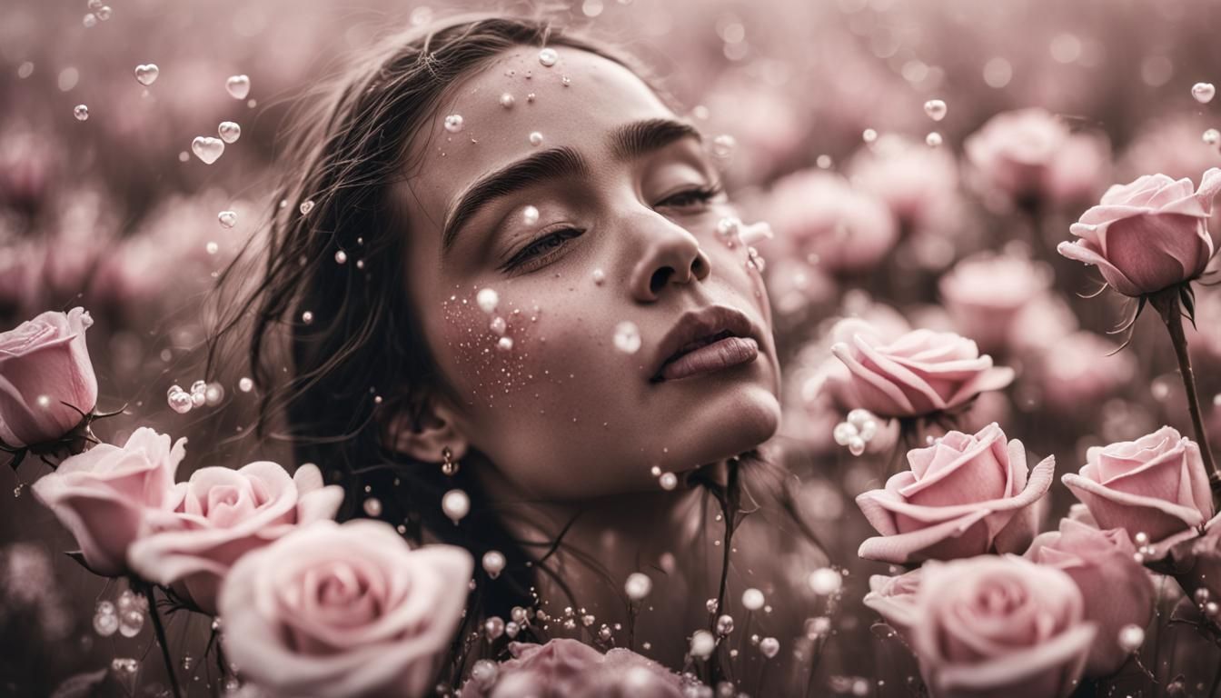 Heart-Shaped Chocolate Falling in Rose Field