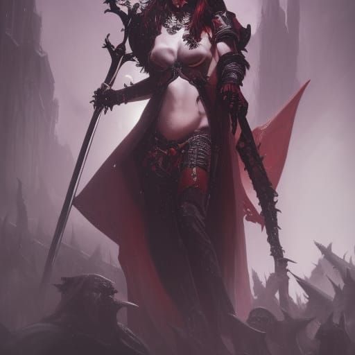 Vampire Lord Full Body Portrait in Dark Fantasy Style