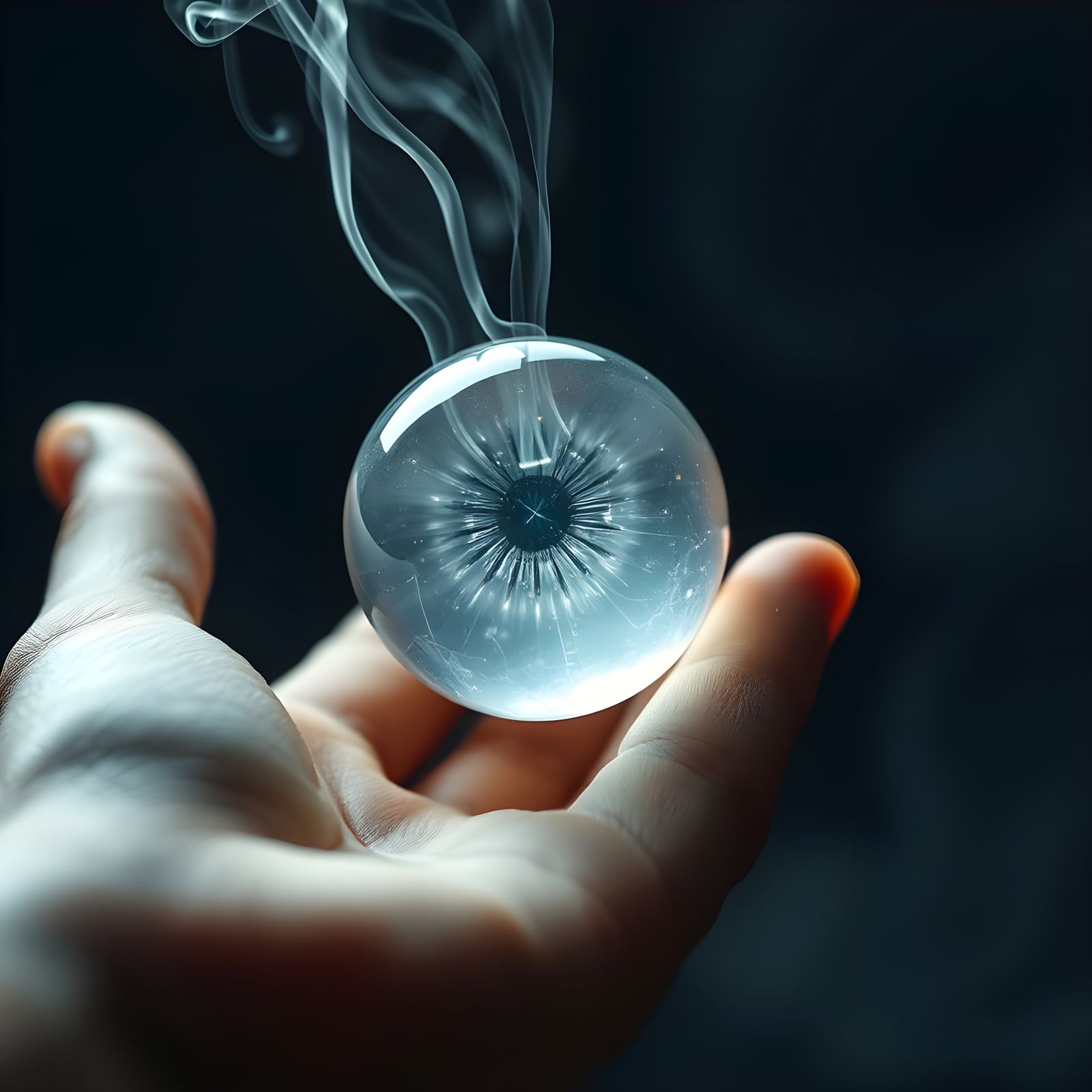 Levitating Alien Eyeball with Smoke Rising