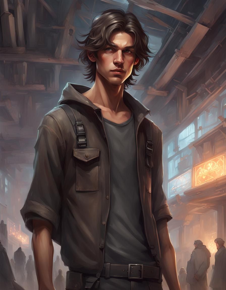 Teenager in Futuristic Slave Camp, Digital Art