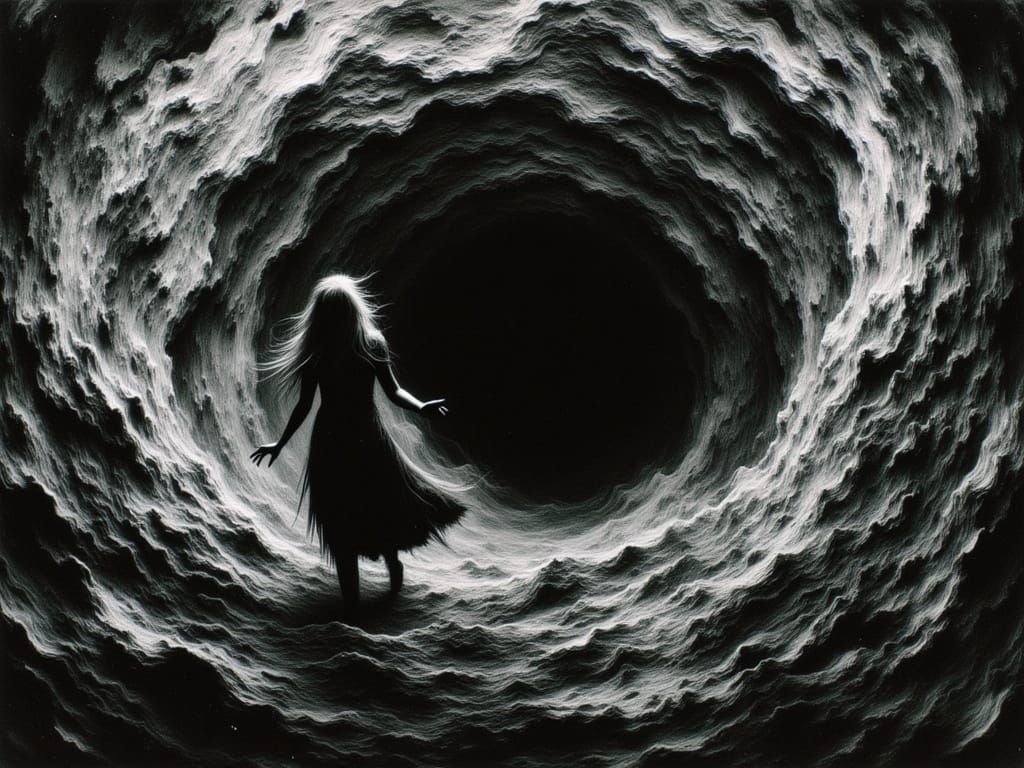 Chaotic Vortex of Despair in Glitch Style