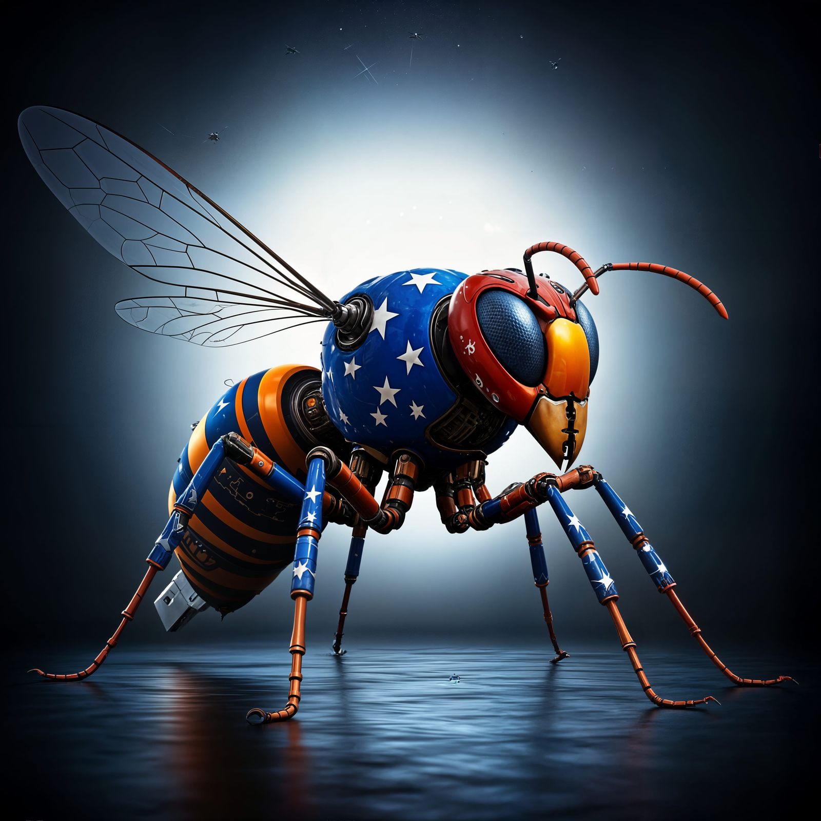 Robotic Hornet with USB Stinger in Vibrant Red, White, and B...