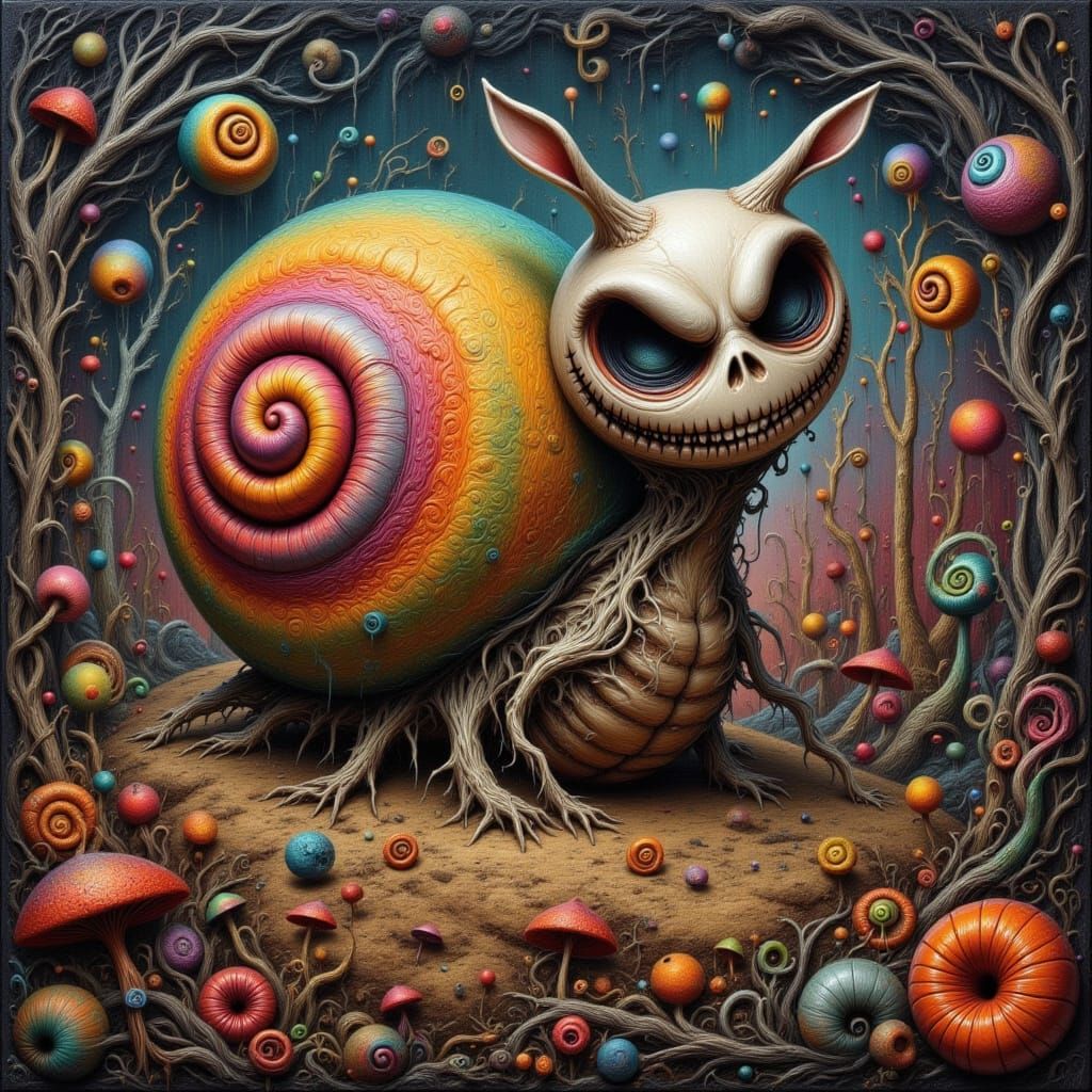 Broken Snail with Damaged Shell