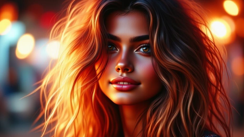 Cinematic Portrait with Neon Reflections and God Rays