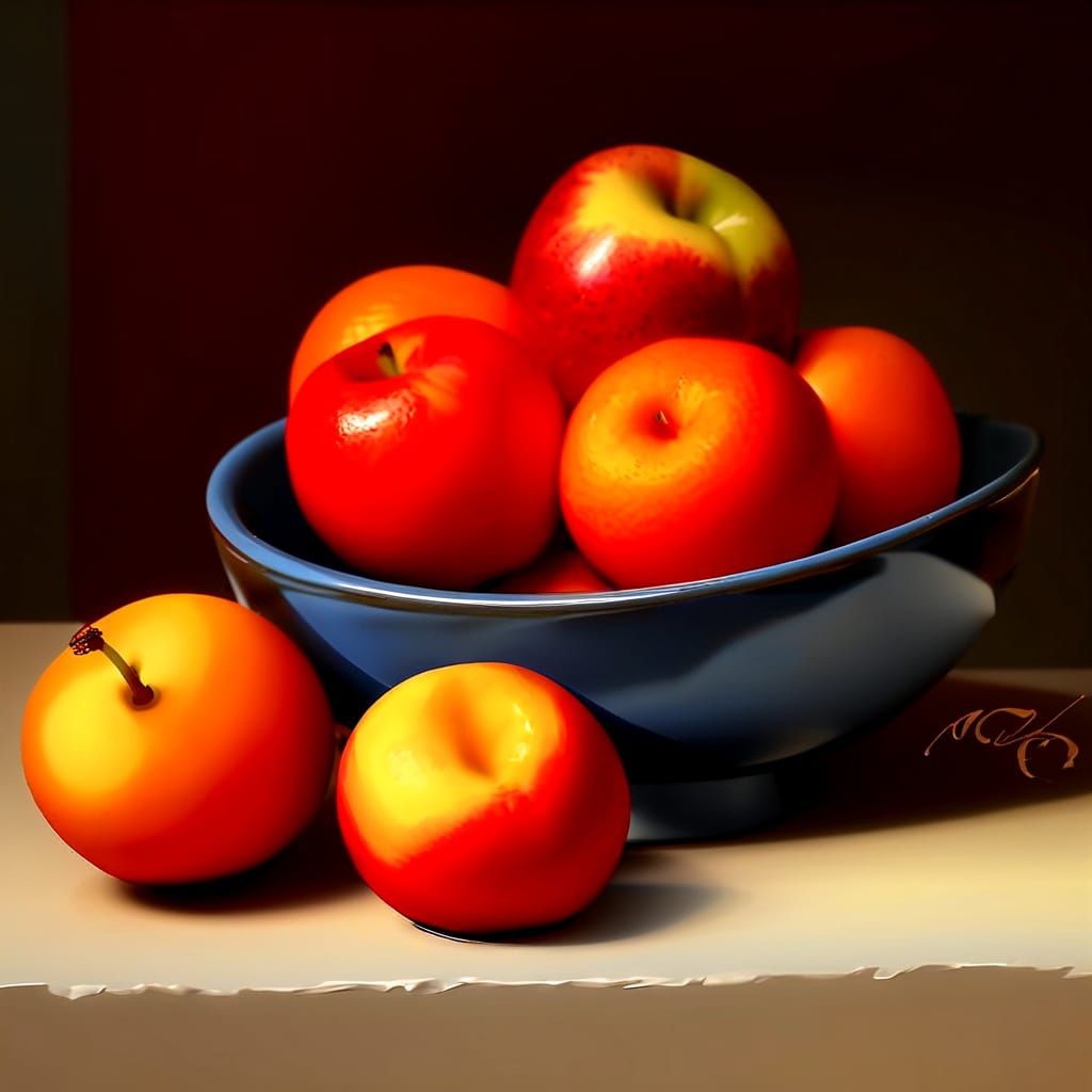 Bowl of fruit, by m. Meucci