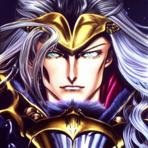 Alucard in Golden Armor: 3D Anime Portrait