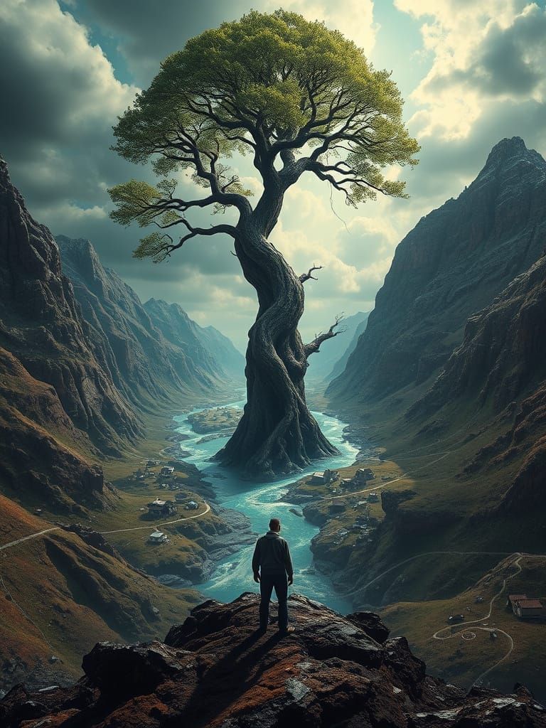 Surreal Landscape with Shifting Realities