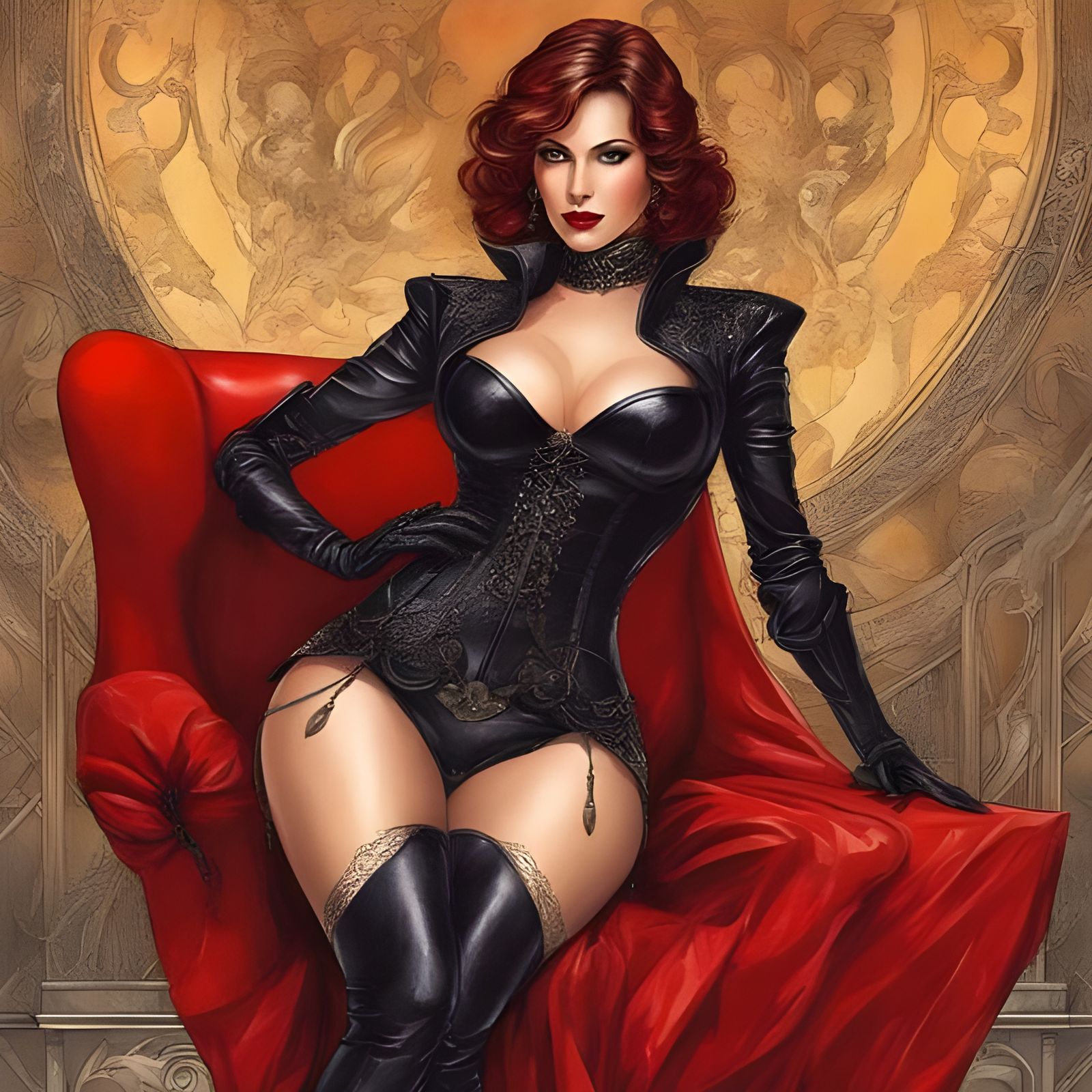 Stunning Italian Gothic Woman Portrait in Splash Art Style