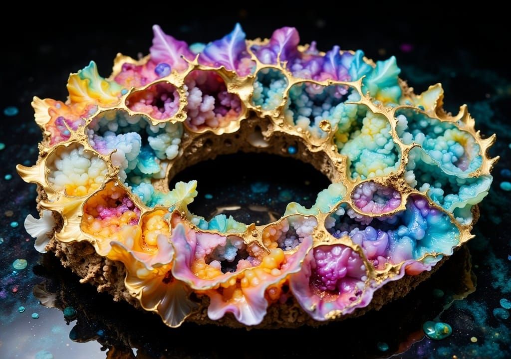 Crystal Coral Donut in Hyperkraximalismus Style