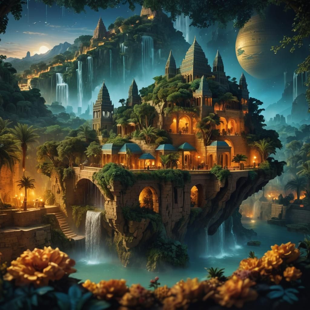 Hanging Gardens of Babylon in 3D Pop-Up Book