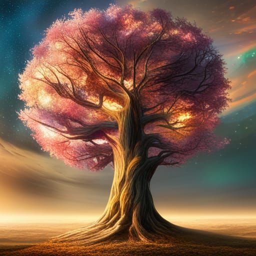 Glittering Yggdrasil Tree Under Astral Light