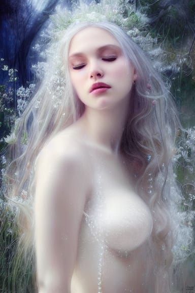 Ethereal White Princess in Surreal Landscape