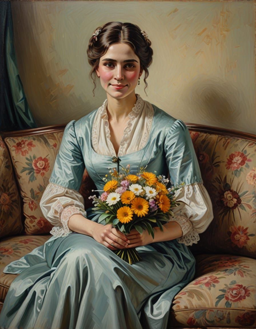 Victorian Lady in Oil Painting