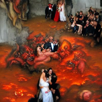 Renaissance Wedding in Hellish Landscape