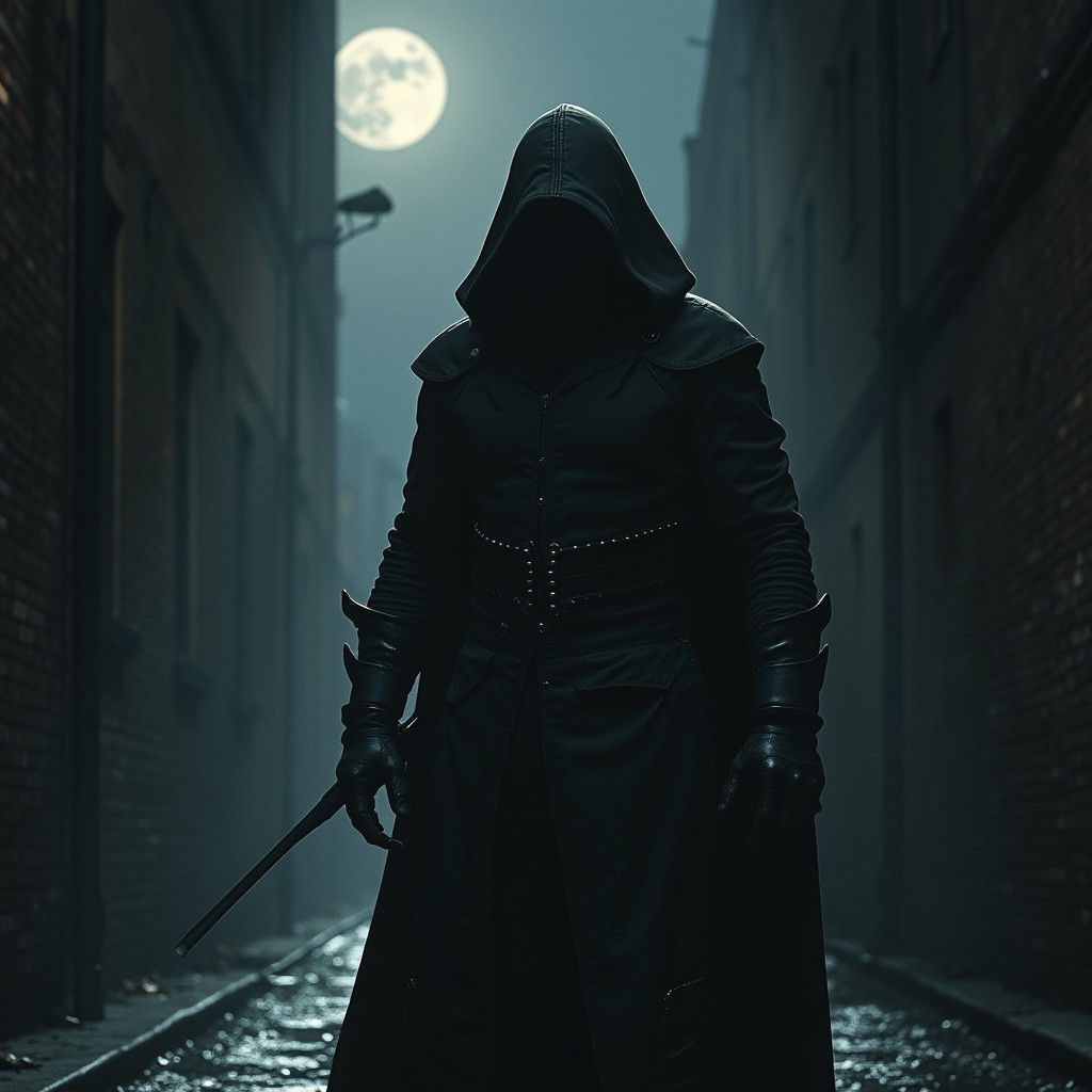 Charismatic Rogue in Dark Noir Setting, Inspired by Ashley W...