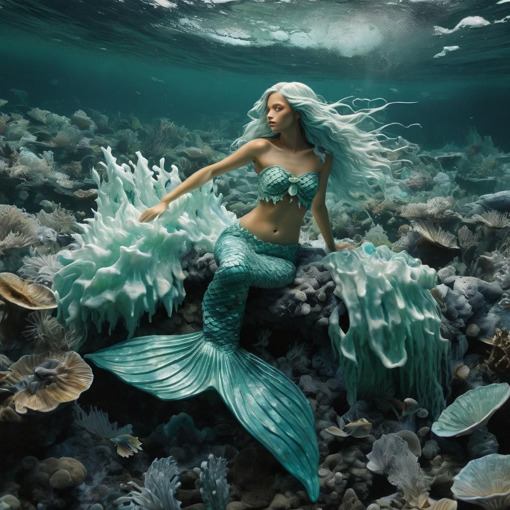 Ethereal Sea Foam Mermaid Illustration