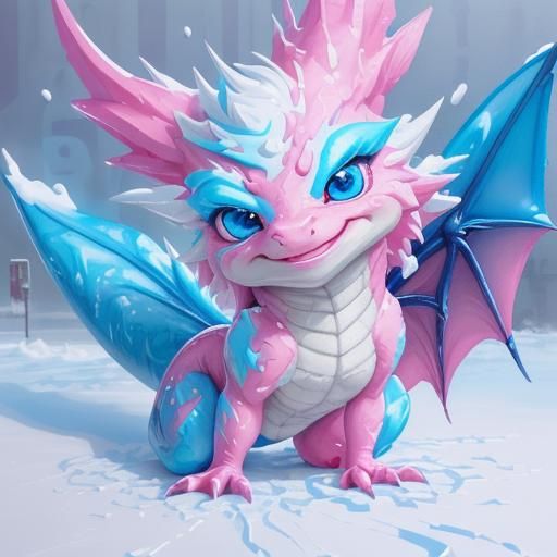 Adorable Pink Dragon in Graffiti Street Art